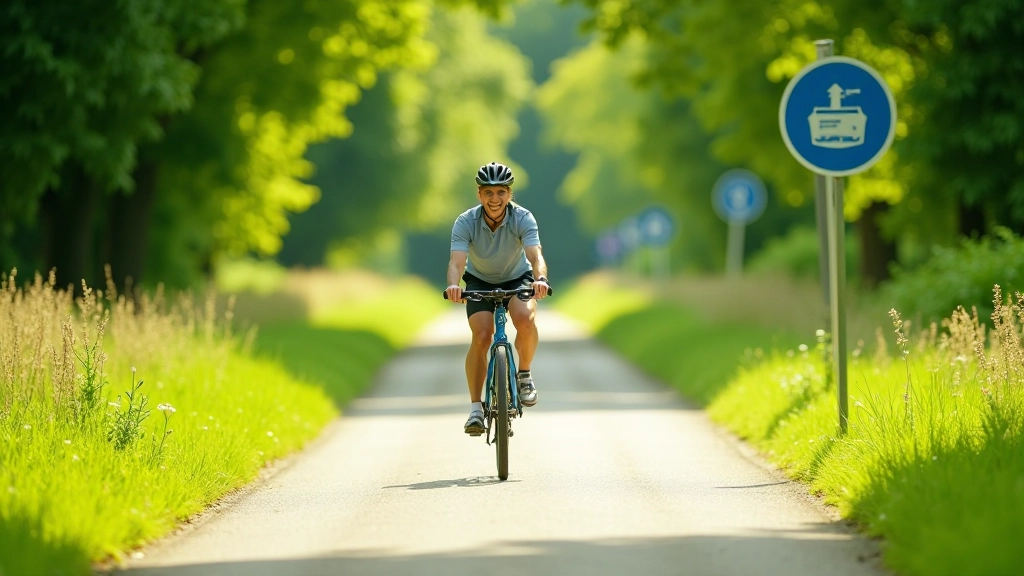 Cyclist on a scenic Greenway trail in South Bohemia